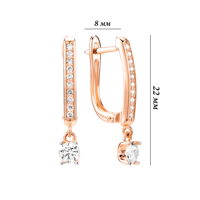 Золоті сережки-підвіски з діамантами. Артикул UG52192168201