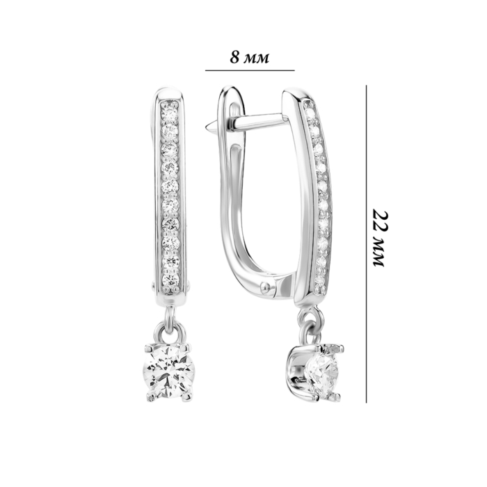 Золоті сережки-підвіски з діамантами. Артикул UG52192168202