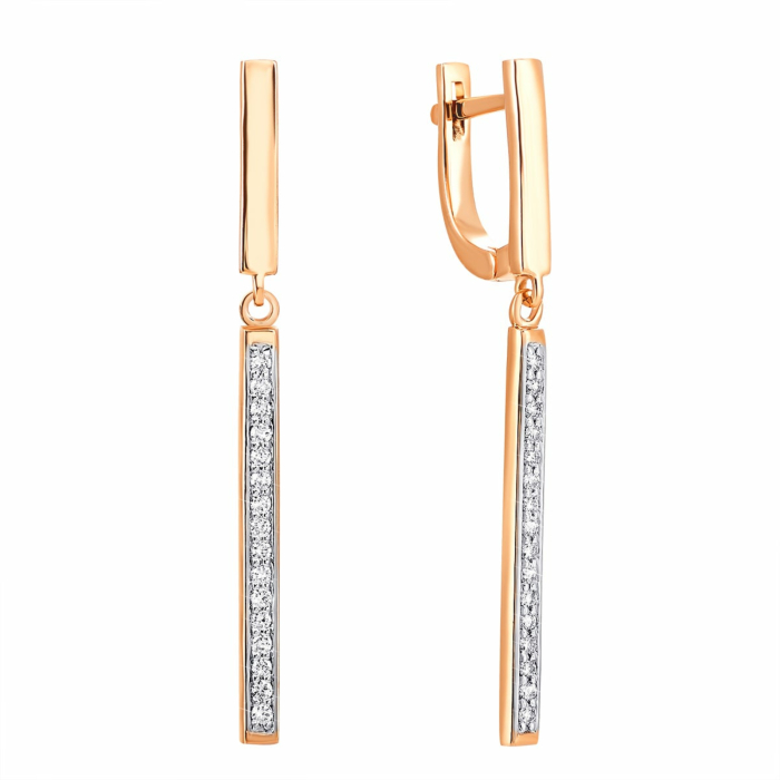 Золотые серьги-подвески с бриллиантами. Артикул UG522882