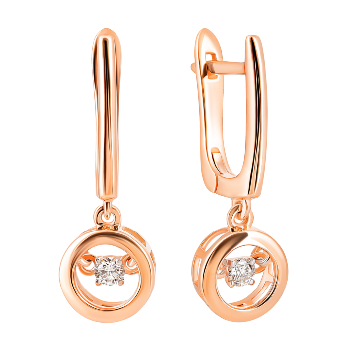 Золоті сережки-підвіски з діамантами. Артикул UG522939