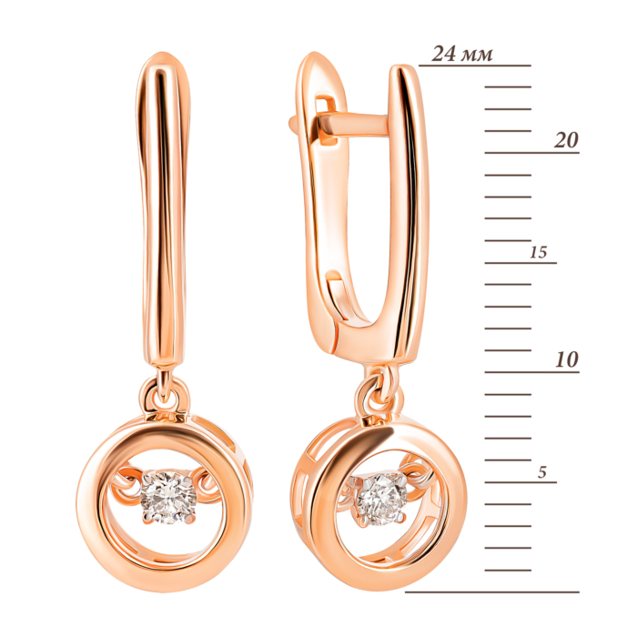 Золоті сережки-підвіски з діамантами. Артикул UG522939