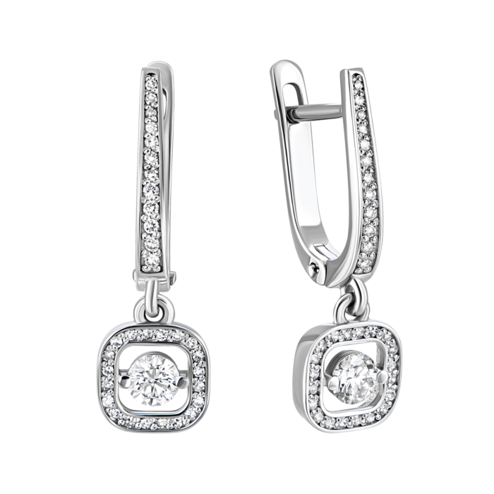 Золоті сережки-підвіски з діамантами.Артикул UG5807095/02/1/10816