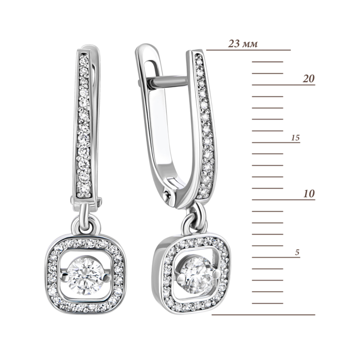 Золоті сережки-підвіски з діамантами.Артикул UG5807095/02/1/10816