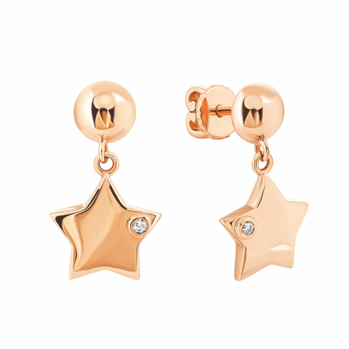 Золотые серьги-подвески с бриллиантами. Артикул UG5Сz7626G