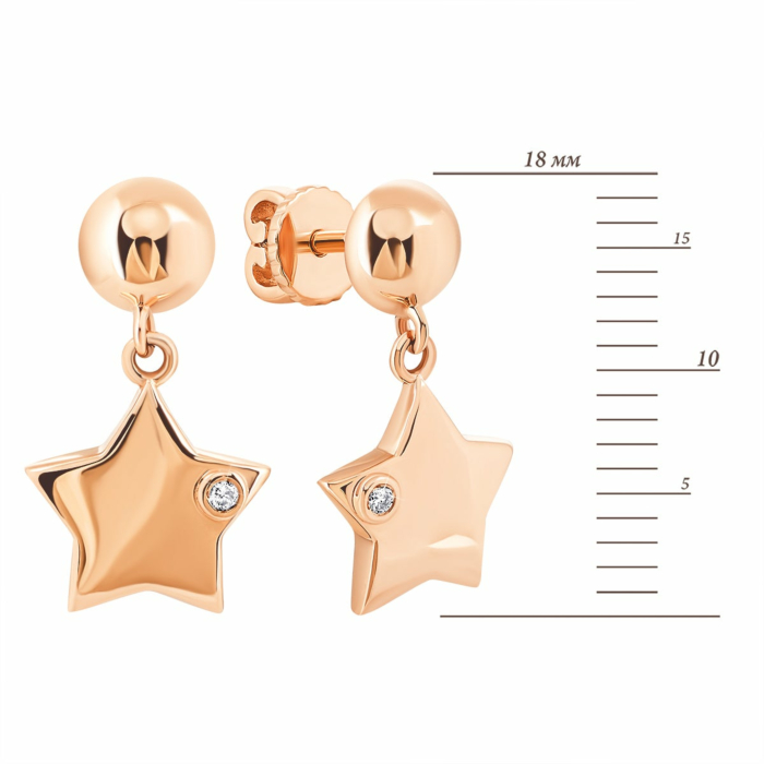 Золотые серьги-подвески с бриллиантами. Артикул UG5Сz7626G