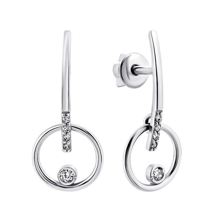 Золоті сережки-підвіски з діамантами. Артикул UG5ЗК2006/1