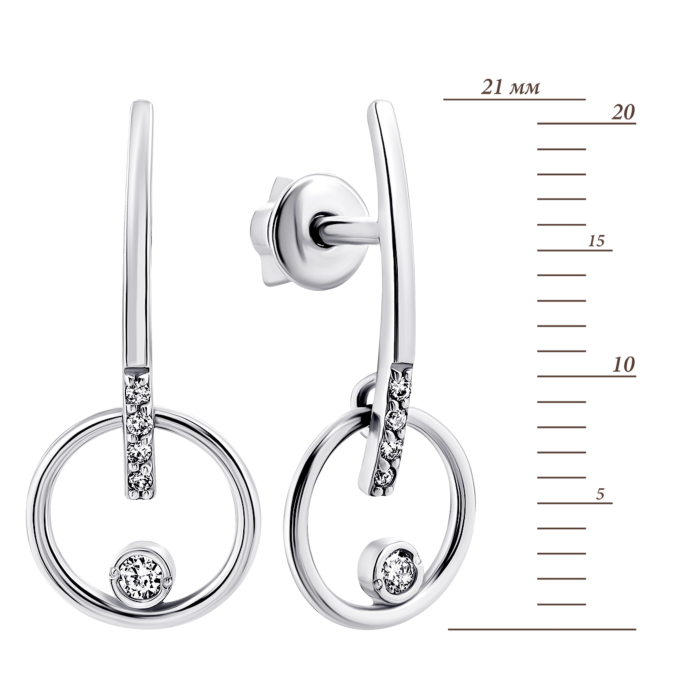 Золоті сережки-підвіски з діамантами. Артикул UG5ЗК2006/1