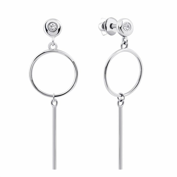 Золоті сережки-підвіски з діамантами. Артикул UG5ЗК2008/1