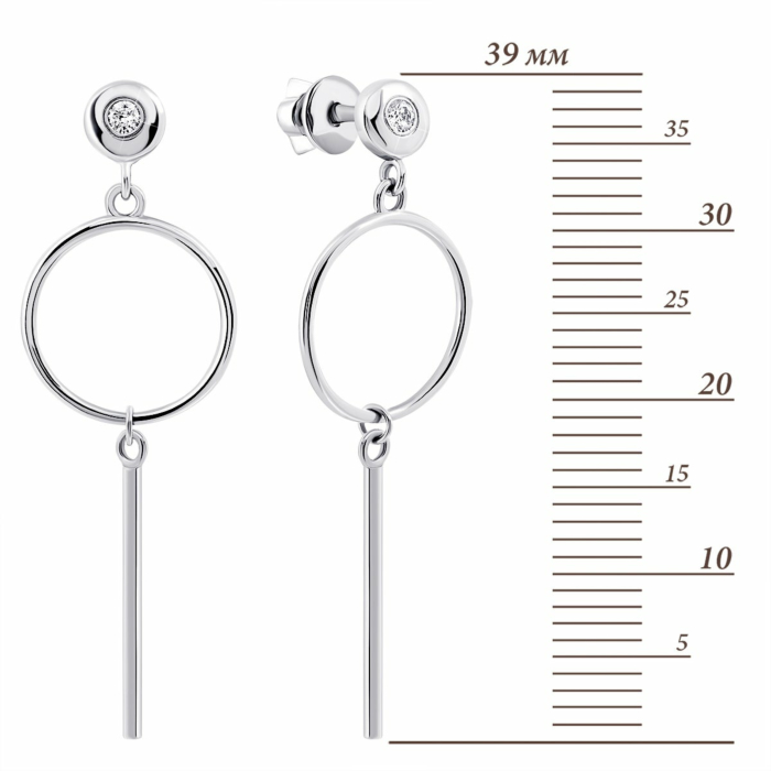 Золоті сережки-підвіски з діамантами. Артикул UG5ЗК2008/1