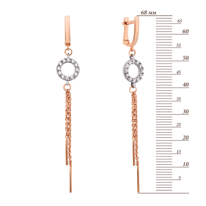 Золоті сережки-підвіски з фіанітами (02961/01/1/3)