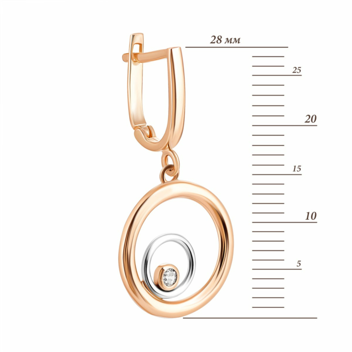 Золоті сережки-підвіски з фіанітами.Артикул UG52/10/105