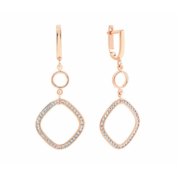 Золоті сережки-підвіски з фіанітами. Артикул UG52/10/119