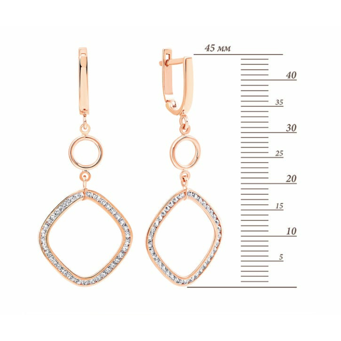 Золоті сережки-підвіски з фіанітами. Артикул UG52/10/119