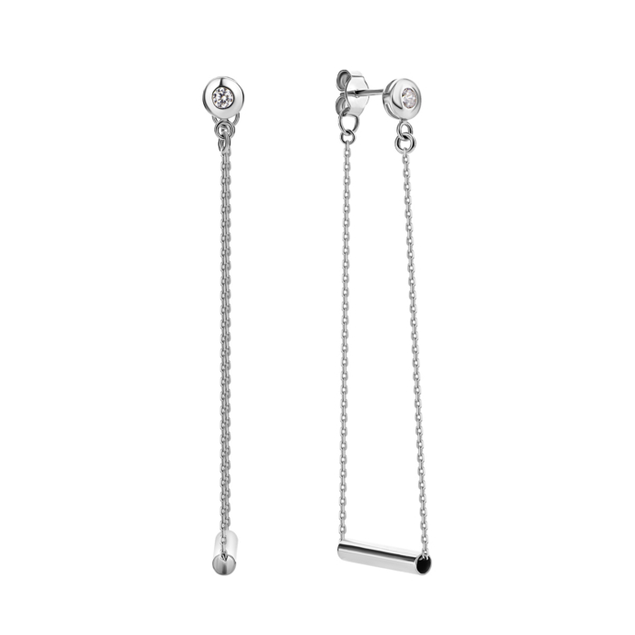 Золоті сережки-підвіски з фіанітами. Артикул UG52/50/009/1