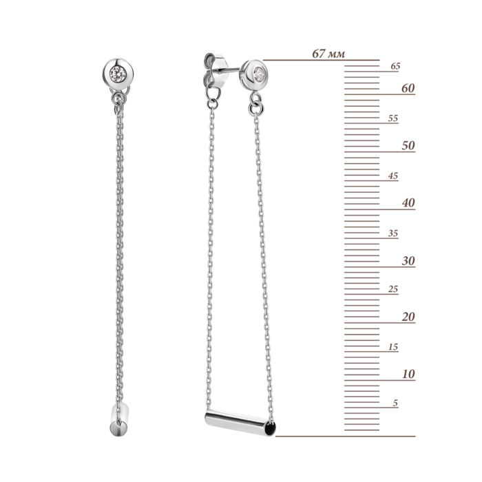 Золоті сережки-підвіски з фіанітами. Артикул UG52/50/009/1