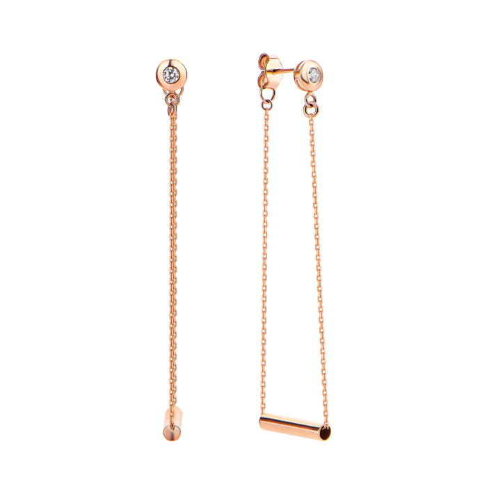 Золоті сережки-підвіски з фіанітами. Артикул UG52/50/009