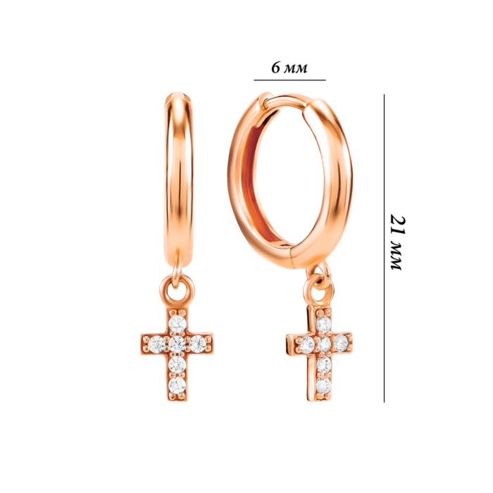 Золоті сережки-підвіски з фіанітами. Артикул UG52111028901