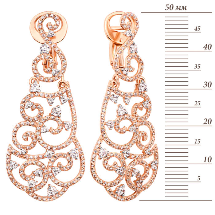 Золоті сережки-підвіски з фіанітами (21823/01/1/913)