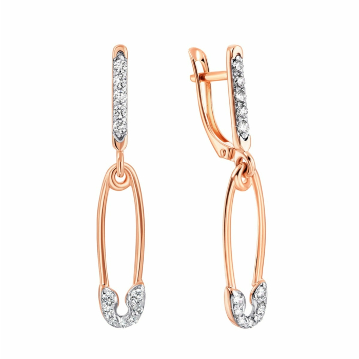 Золотые серьги-подвески с фианитами. Артикул UG522711/01/1/75