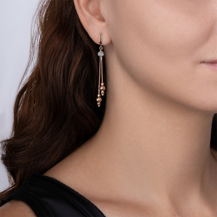 Золоті сережки-підвіски з фіанітами. Артикул 02888