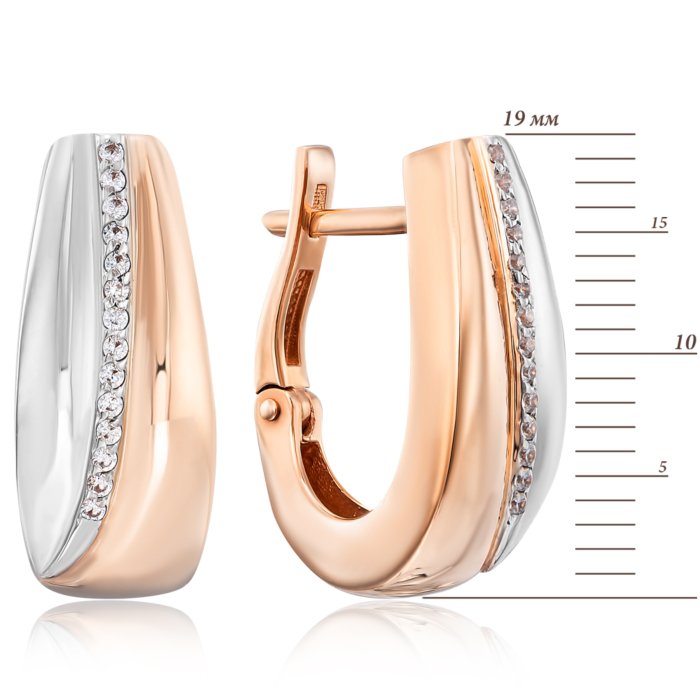 Золоті сережки з фіанітами. Артикул 22624/01/1/1