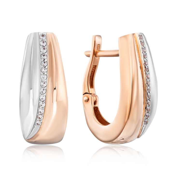 Золоті сережки з фіанітами. Артикул 22624/01/1/1