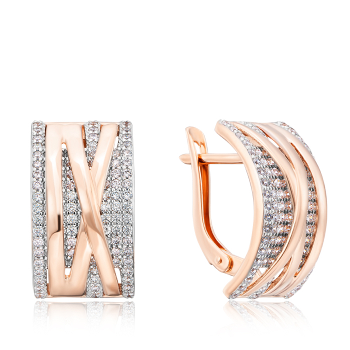 Золотые серьги с фианитами. Артикул 22630/01/1/1