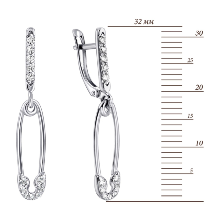 Золоті сережки-підвіски з фіанітами.Артикул UG522711/02/1/75