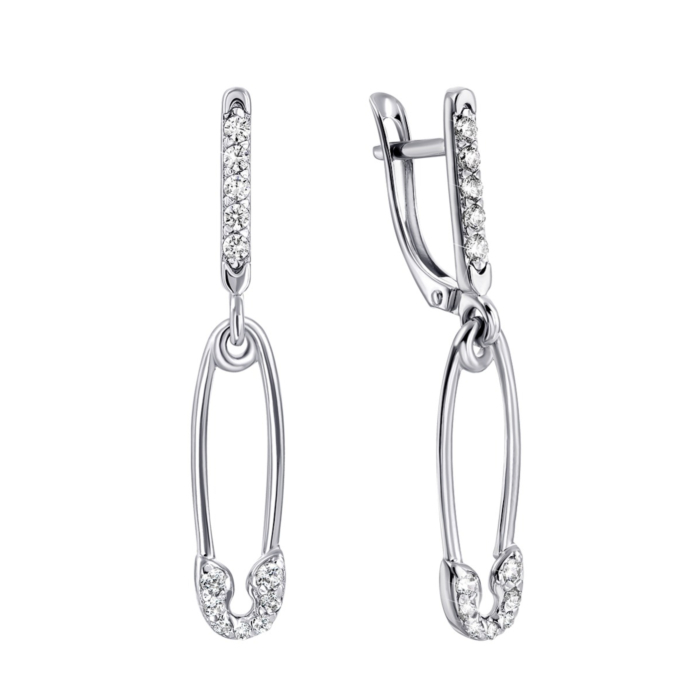 Золоті сережки-підвіски з фіанітами.Артикул UG522711/02/1/75