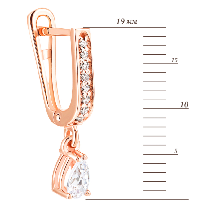 Золоті сережки-підвіски з фіанітами. Артикул UG5С0584