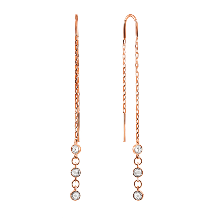 Золоті сережки-підвіски з фіанітами. Артикул UG5СПП254и