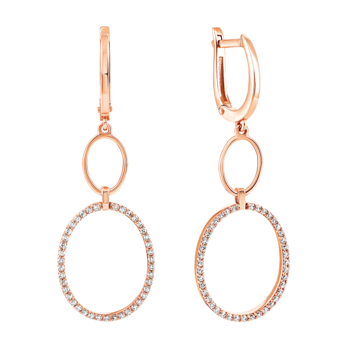 Золотые серьги-подвески с фианитами. Артикул UG5СВ805и