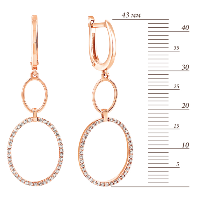 Золотые серьги-подвески с фианитами. Артикул UG5СВ805и