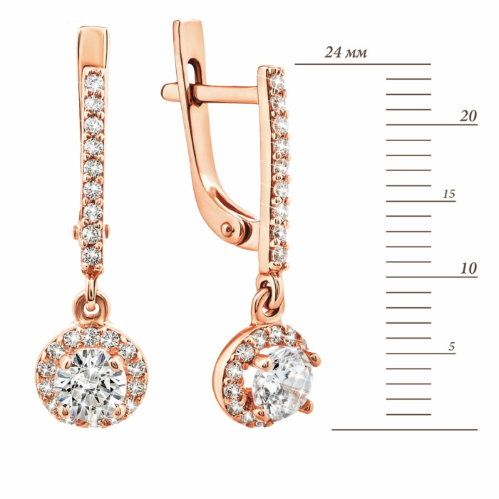 Золотые серьги-подвески с фианитами. Артикул UG5СВ899(2)и