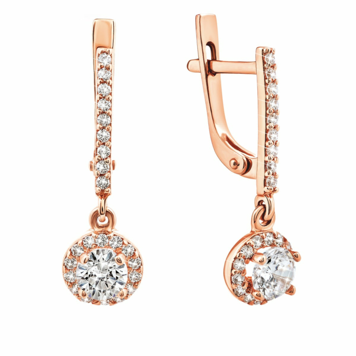 Золотые серьги-подвески с фианитами. Артикул UG5СВ899(2)и