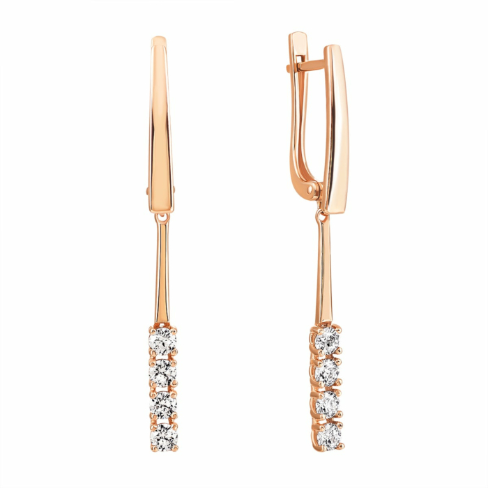 Золотые серьги-подвески с фианитами Royal Zirconia. Артикул UG5С4251 Royal