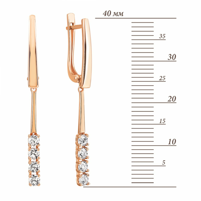 Золоті сережки-підвіски з фіанітами Royal Zirconia. Артикул UG5С4251 Royal