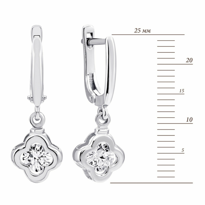 Золоті сережки-підвіски з фіанітами Royal Zirconia.Артикул UG5С4284/1 Royal