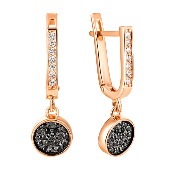 Золоті сережки-підвіски з фіанітами. Артикул UG5С0581ч