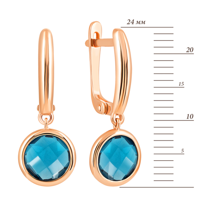 Золоті сережки-підвіски з лондон-топазом. Артикул UG5с443тл