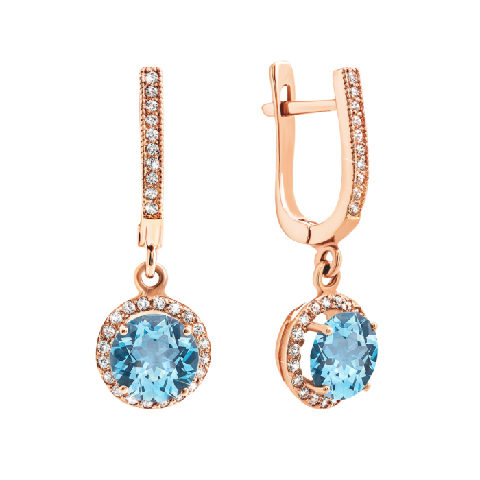 Золотые серьги-подвески с топазом. Артикул UG5с427тс