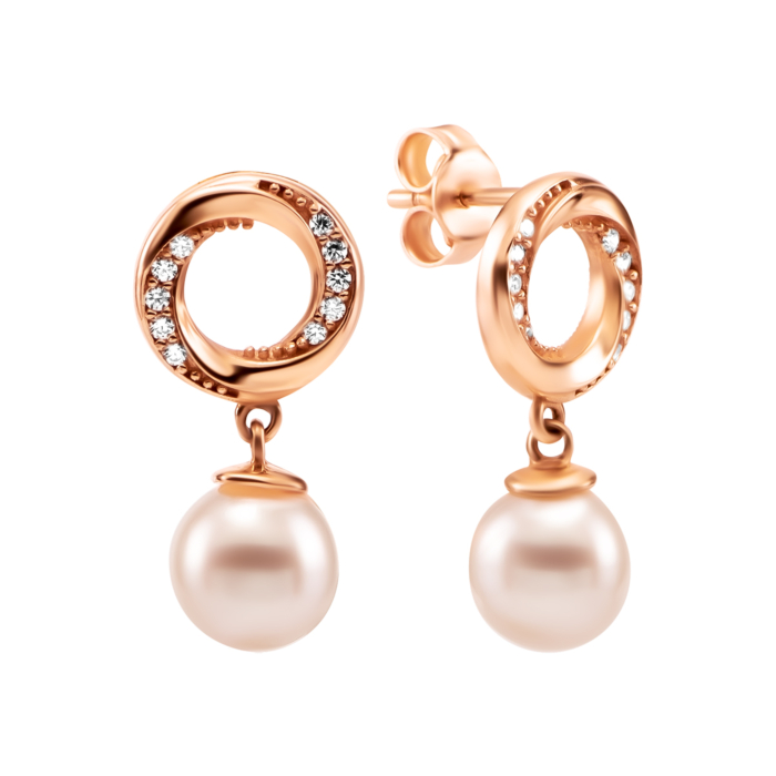 Золоті сережки-підвіски з перлами. Артикул UG52/50/510