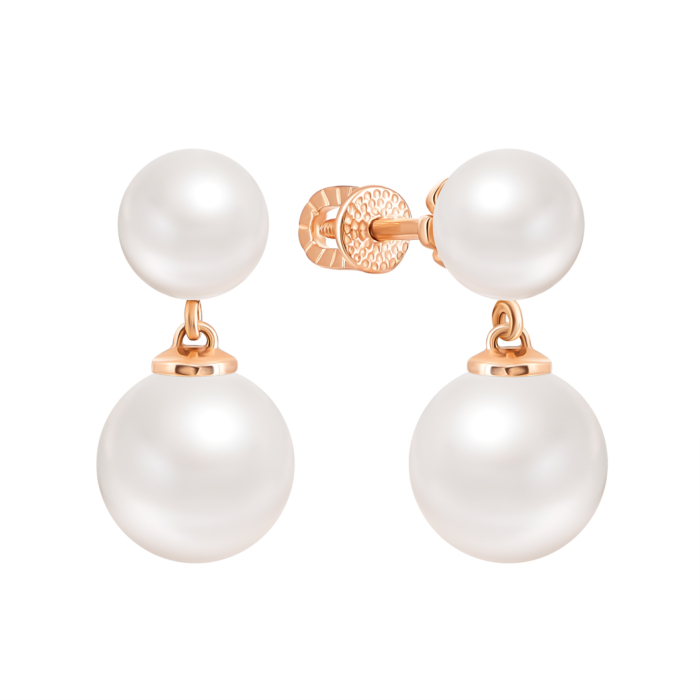 Золотые серьги-подвески с жемчугом. Артикул UG5с134