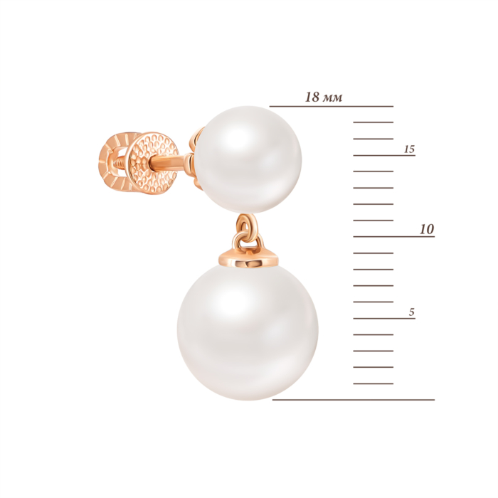 Золотые серьги-подвески с жемчугом. Артикул UG5с134