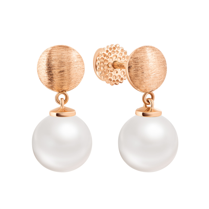Золотые серьги-подвески с жемчугом. Артикул UG5с154