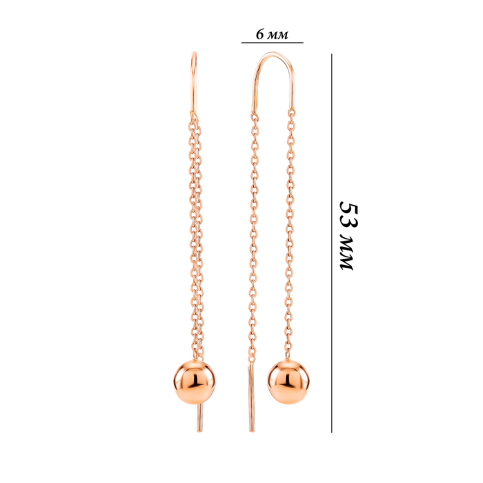 Золотые серьги-протяжки (продевки). Артикул UG502988/01/0