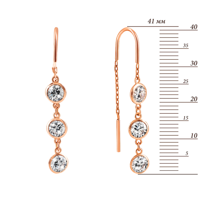 Золотые серьги-протяжки (продевки). Артикул UG5700311-С