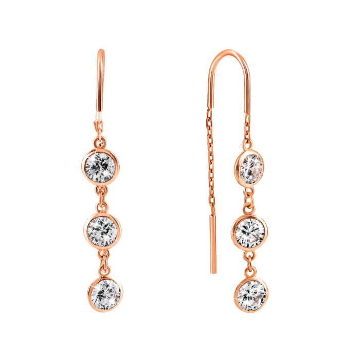 Золотые серьги-протяжки (продевки). Артикул UG5700311-С