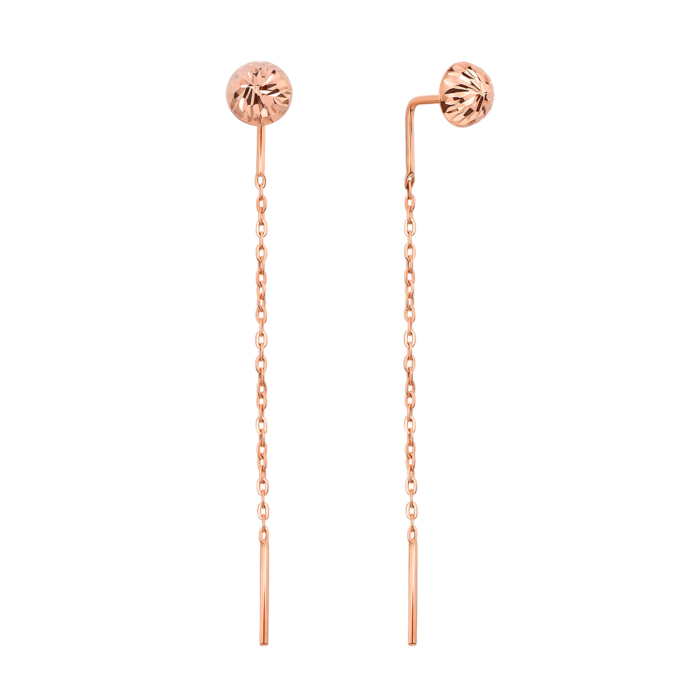 Золотые серьги-протяжки (продевки) с алмазной гранью (02824/01/2)