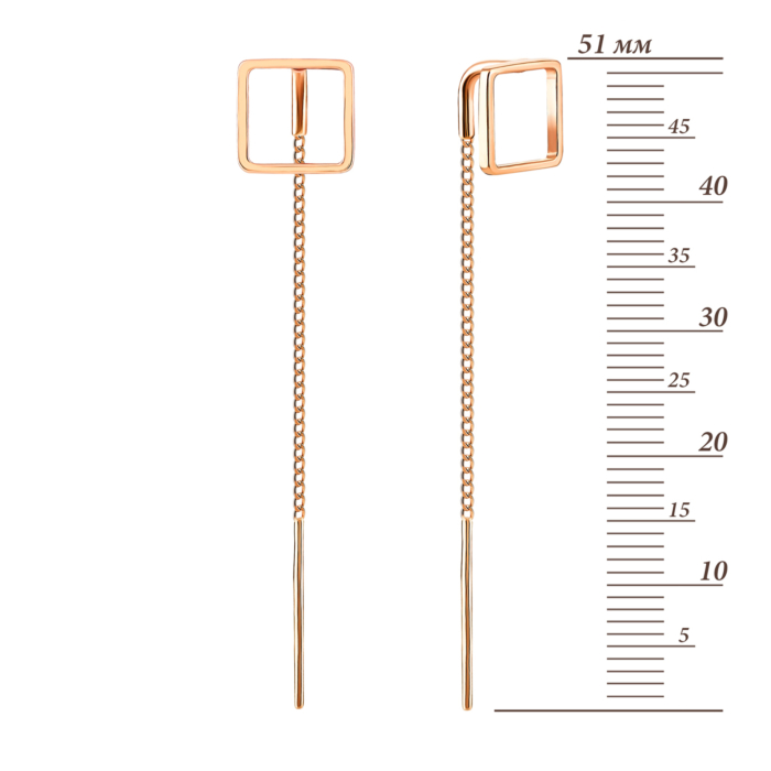 Золотые серьги-протяжки (продевки). Артикул UG5С0427Z
